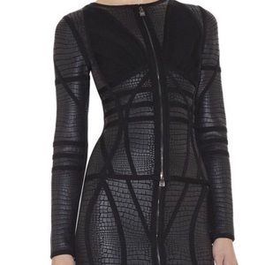 Black front zip bandage dress